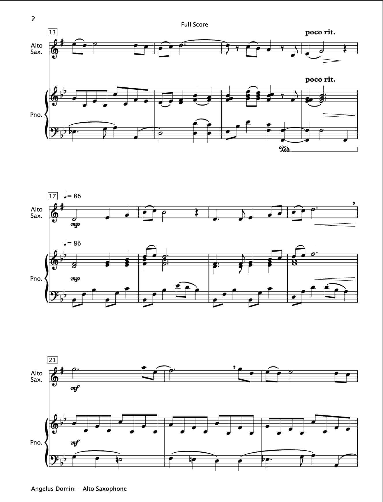 Angelus Domini (Alto Saxophone & Piano)