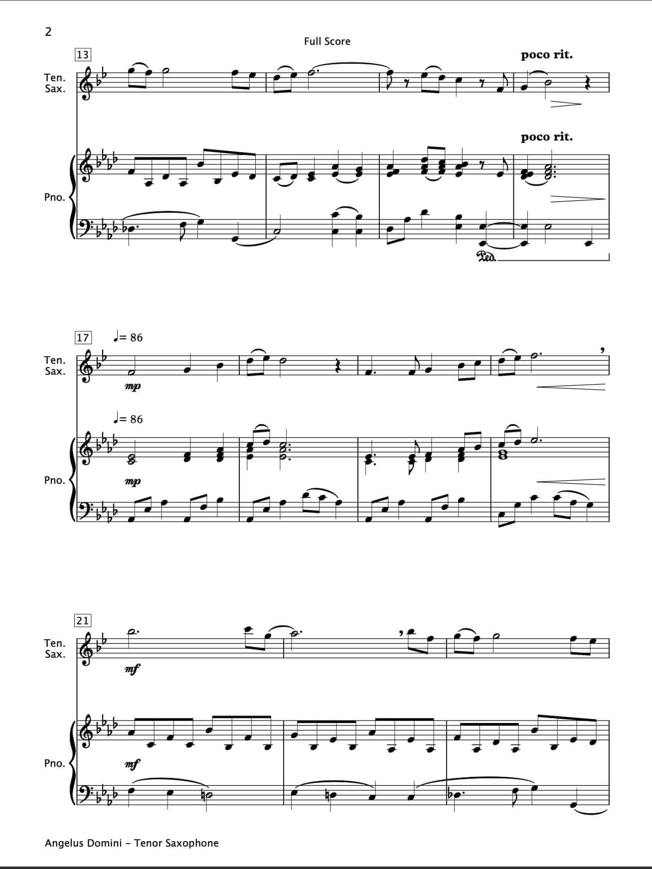 Angelus Domini (Tenor Saxophone & Piano)