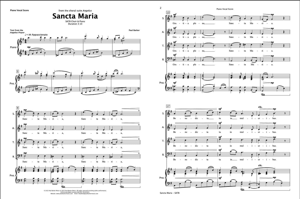 Sancta Maria (SATB Choir & Piano)