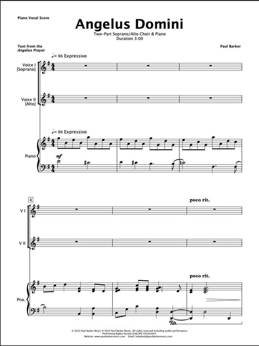 Angelus Domini (SA Two-Part & Piano)