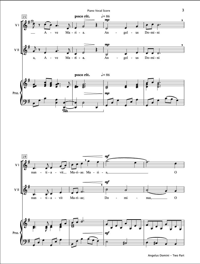 Angelus Domini (SA Two-Part & Piano)