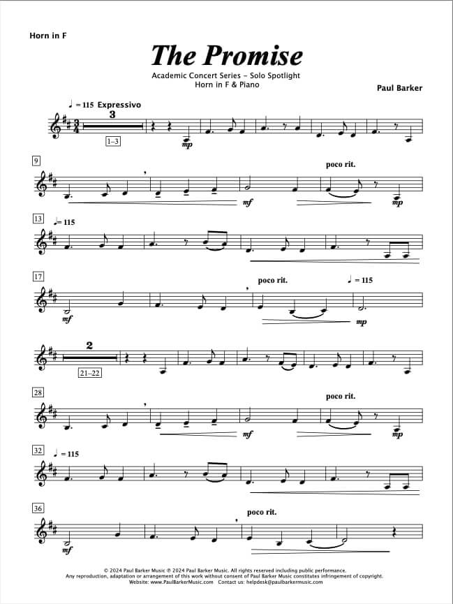 The Promise (Horn in F & Piano)