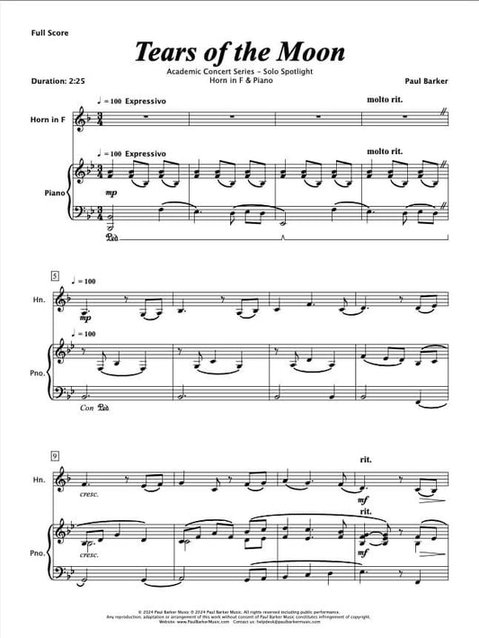 Tears Of The Moon (Horn in F & Piano)