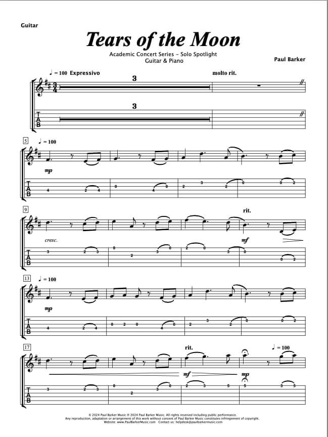 Tears Of The Moon (Acoustic Guitar)