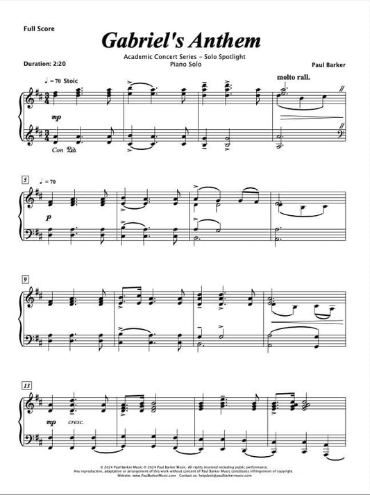 Gabriel's Anthem (Piano Solo)