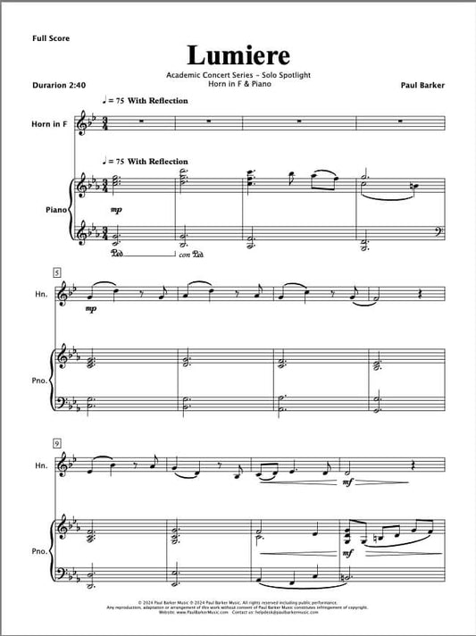 Lumiere (French Horn & Piano)