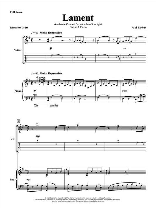 Lament (Acoustic Guitar & Piano)