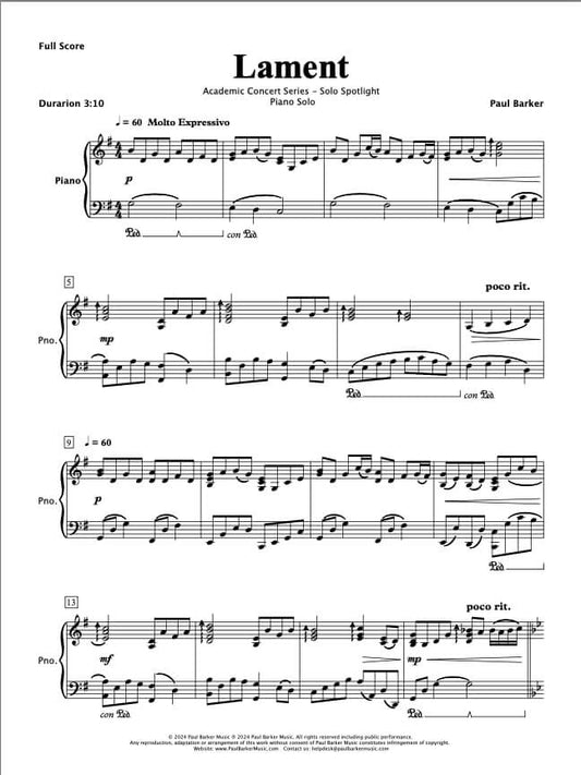 Lament (Piano Solo)