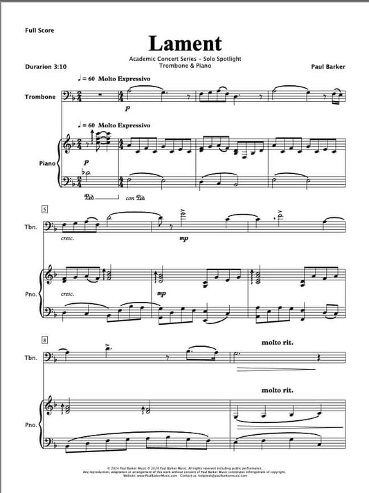 Lament (Trombone & Piano)