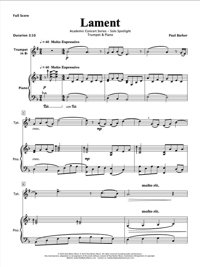 Lament (Trumpet & Piano)