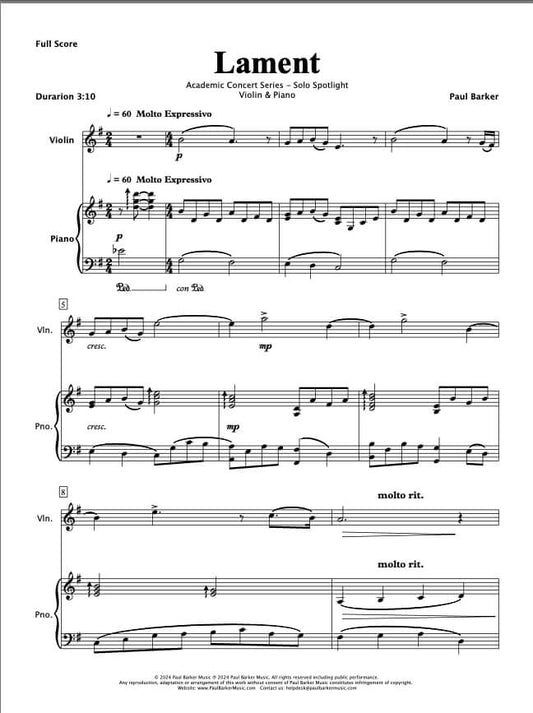 Lament (Violin & Piano)