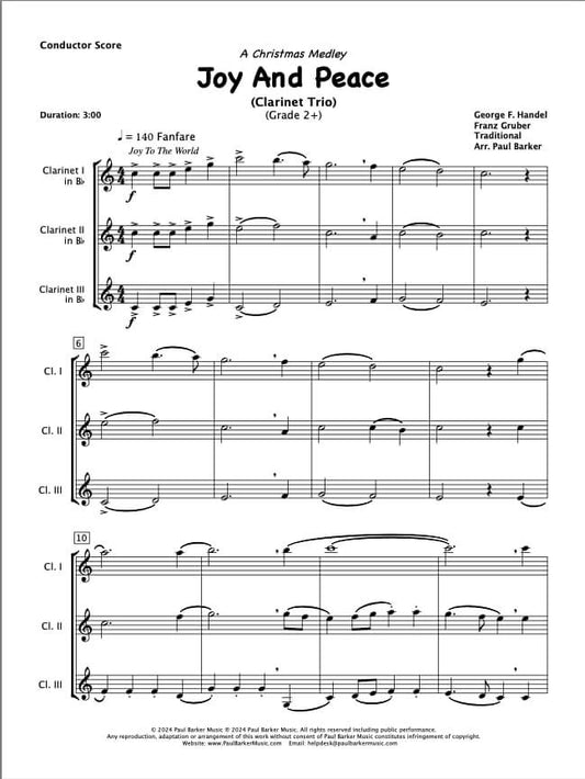 Joy And Peace (Clarinet Trio) - Paul Barker Music