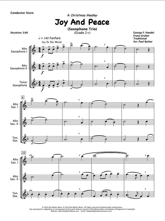 Joy And Peace (Saxophone Trio) - Paul Barker Music