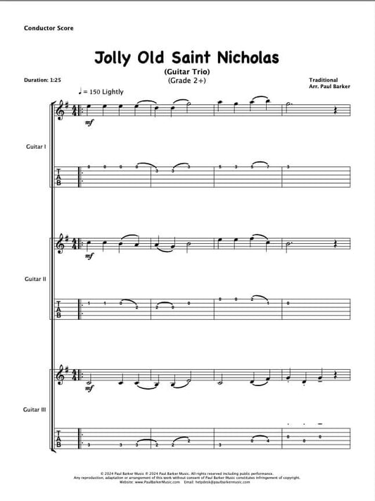 Jolly Old Saint Nicholas (Guitar Trio)
