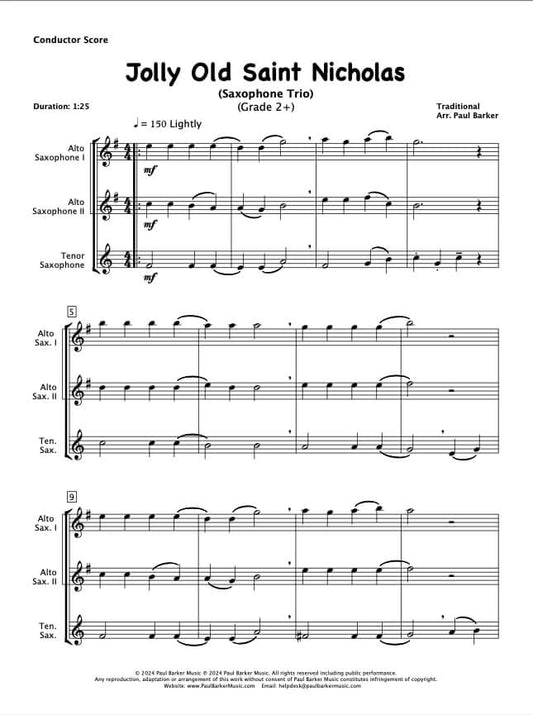 Jolly Old Saint Nicholas (Saxophone Trio)