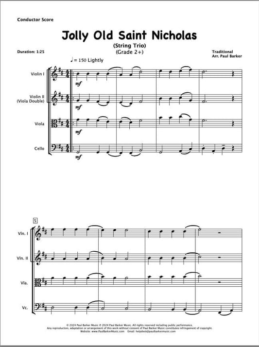 Jolly Old Saint Nicholas (String Trio) - Paul Barker Music