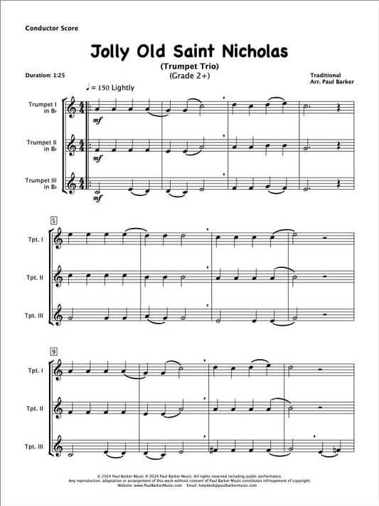 Jolly Old Saint Nicholas (Trumpet Trio)