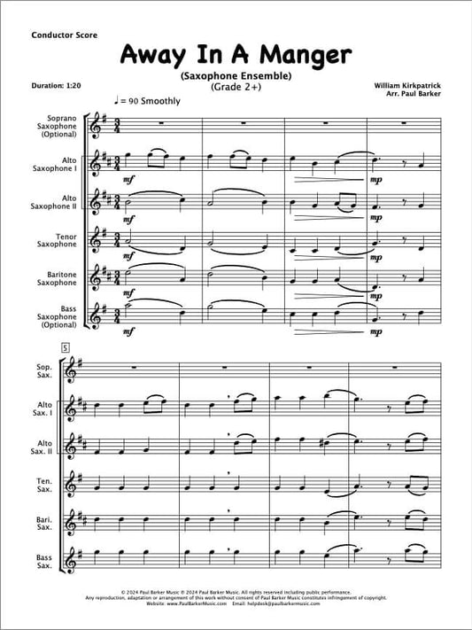 Away In A Manger (Saxophone Ensemble)