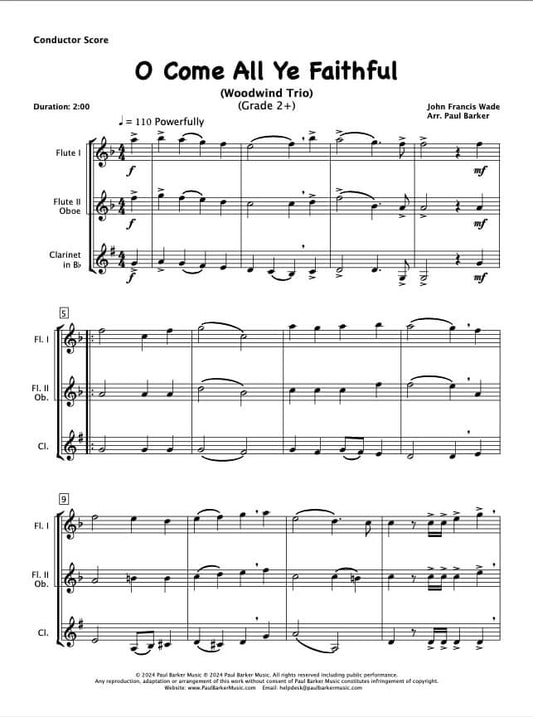 O Come All Ye Faithful (Woodwind Trio) - Paul Barker Music