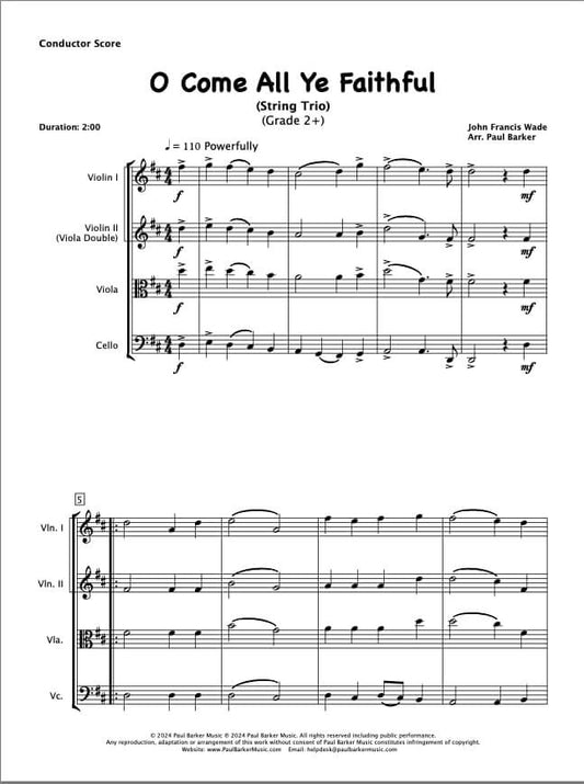 O Come All Ye Faithful (String Trio) - Paul Barker Music