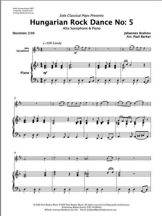 Hungarian Rock Dance No. 5 (Alto Saxophone & PIano)