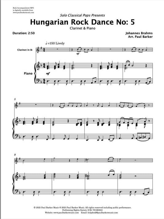 Hungarian Rock Dance No. 5 (Clarinet & PIano)