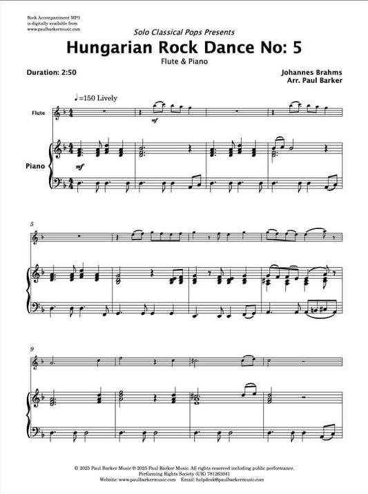 Hungarian Rock Dance No. 5 (Flute & PIano)