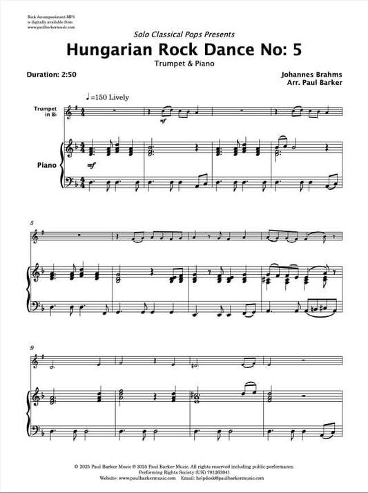 Hungarian Rock Dance No. 5 (Trumpet & PIano)