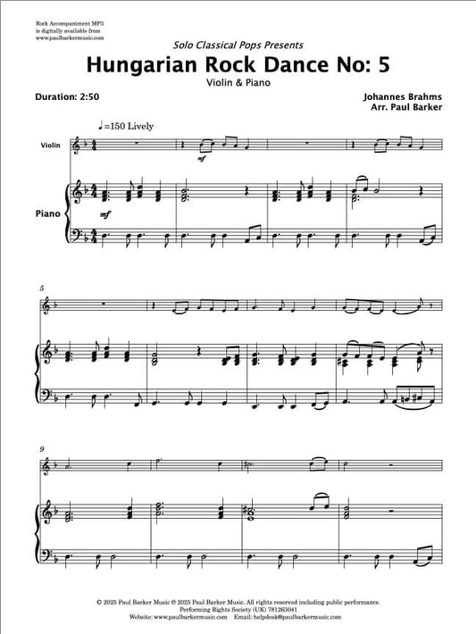Hungarian Rock Dance No. 5 (Violin & PIano)