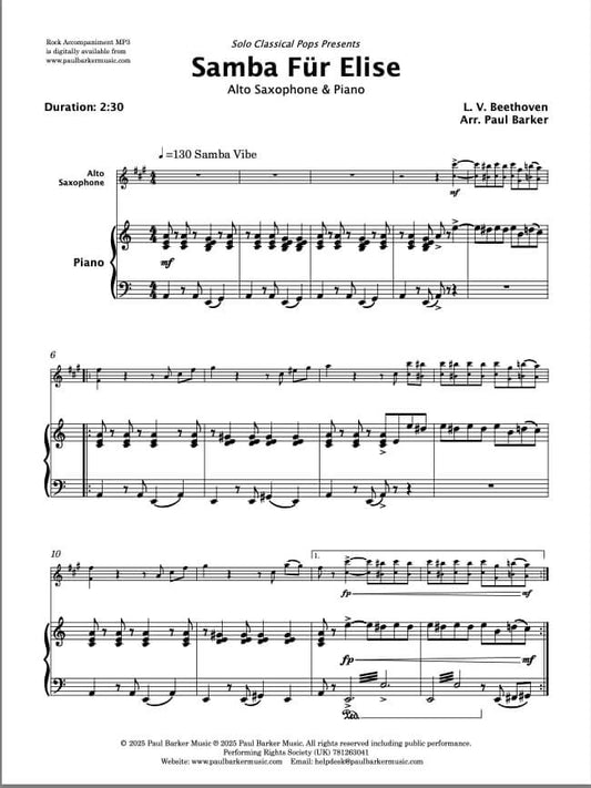 Samba Fur Elise (Alto Saxophone & Piano)