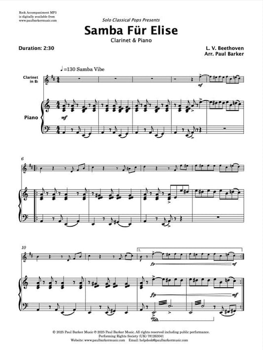 Samba Fur Elise (Clarinet & Piano)