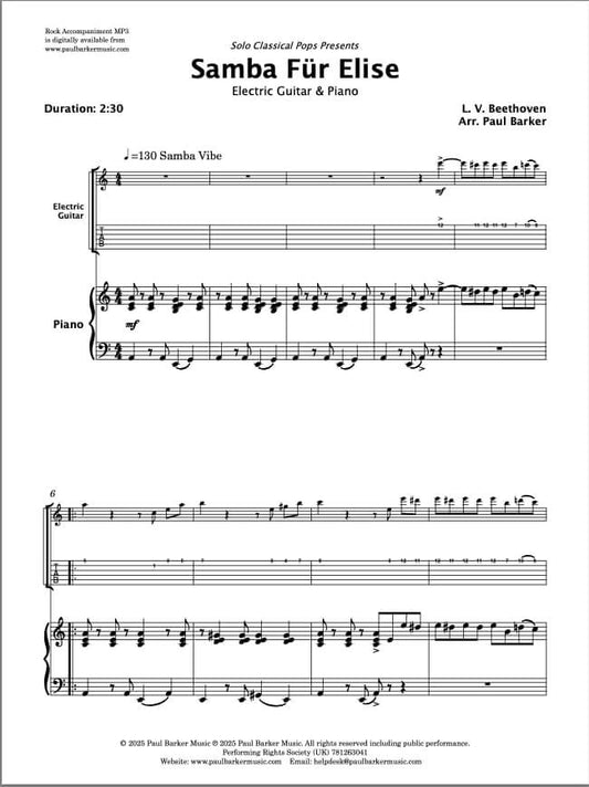 Samba Fur Elise (Electric Guitar & Piano)