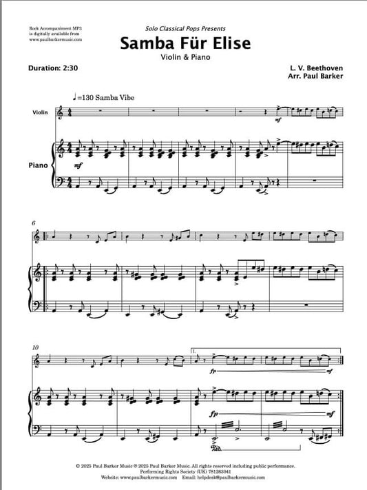 Samba Fur Elise (Violin & Piano)