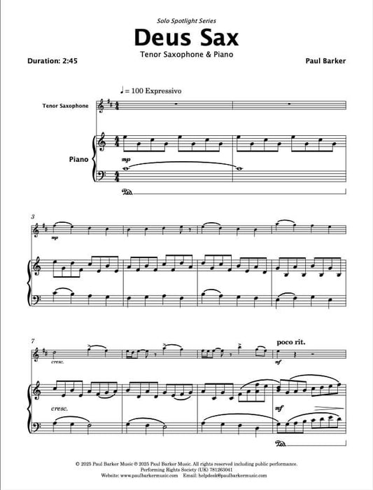 Deus Sax (Tenor Saxophone & Piano)