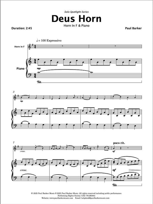 Deus Horn (Horn In F & Piano)