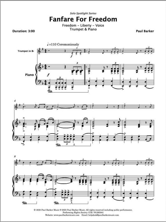 Fanfare For Freedom (Trumpet & Piano)