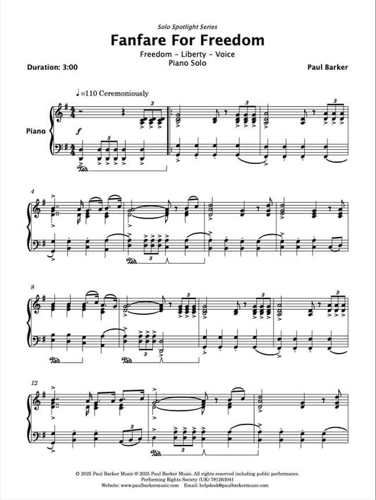 Fanfare For Freedom (Piano Solo)
