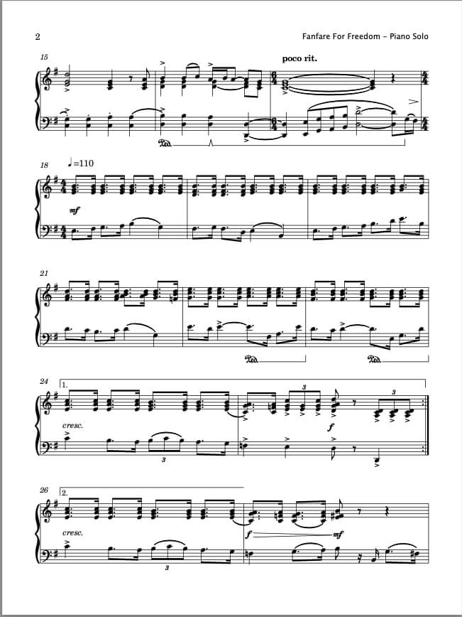 Fanfare For Freedom (Piano Solo)