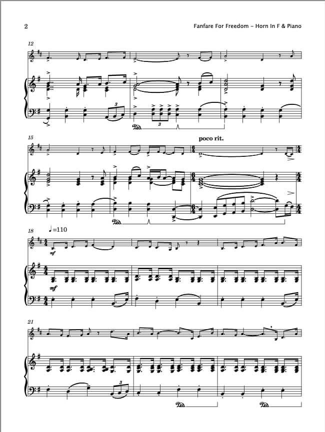 Fanfare For Freedom (Horn In F & Piano)