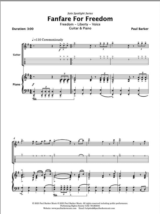 Fanfare For Freedom (Electric Guitar & Piano)