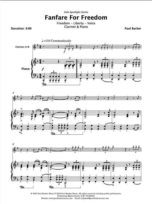 Fanfare For Freedom (Clarinet & Piano)