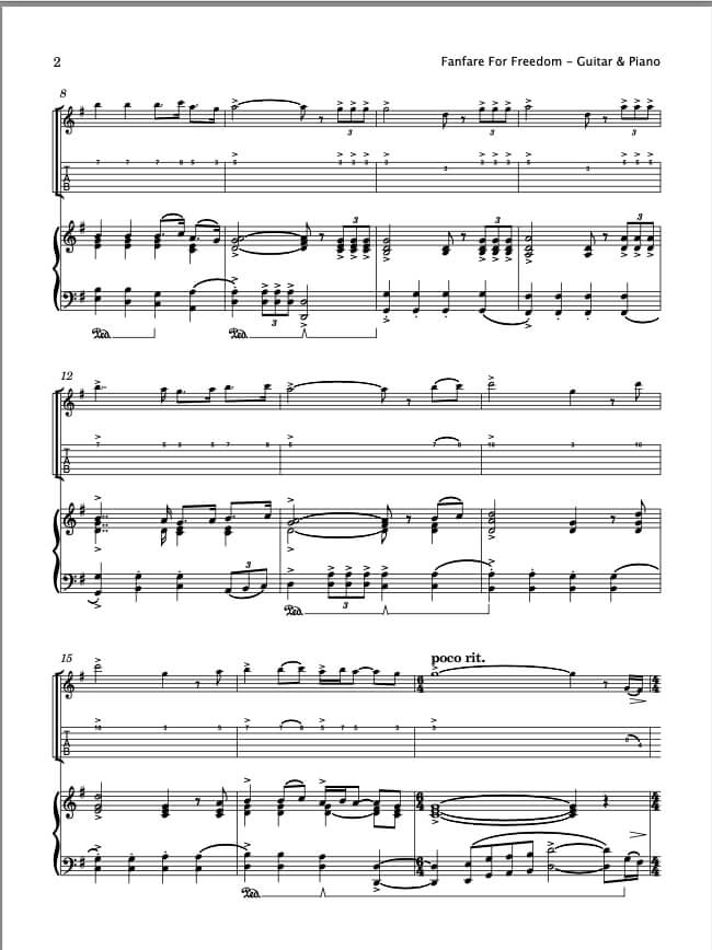 Fanfare For Freedom (Acoustic Guitar & Piano)