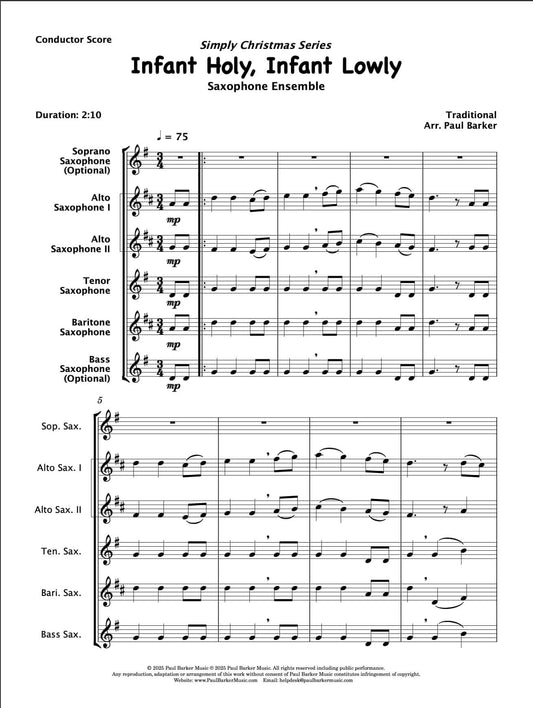 Infant Holy, Infant Lowly (Saxophone Ensemble)