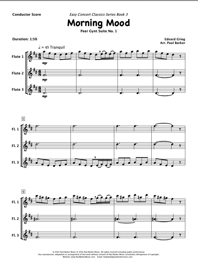 Morning Mood From Peer Gynt (Flute Trio)