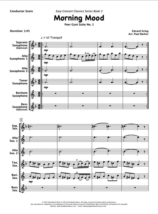 Morning Mood From Peer Gynt (Saxophone Ensemble)