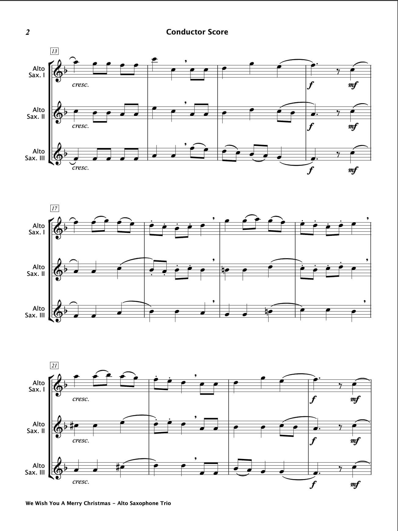 We Wish You A Merry Christmas (Alto Saxophone Trio)
