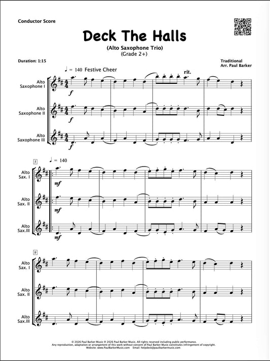 Deck The Halls (Alto Saxophone Trio)