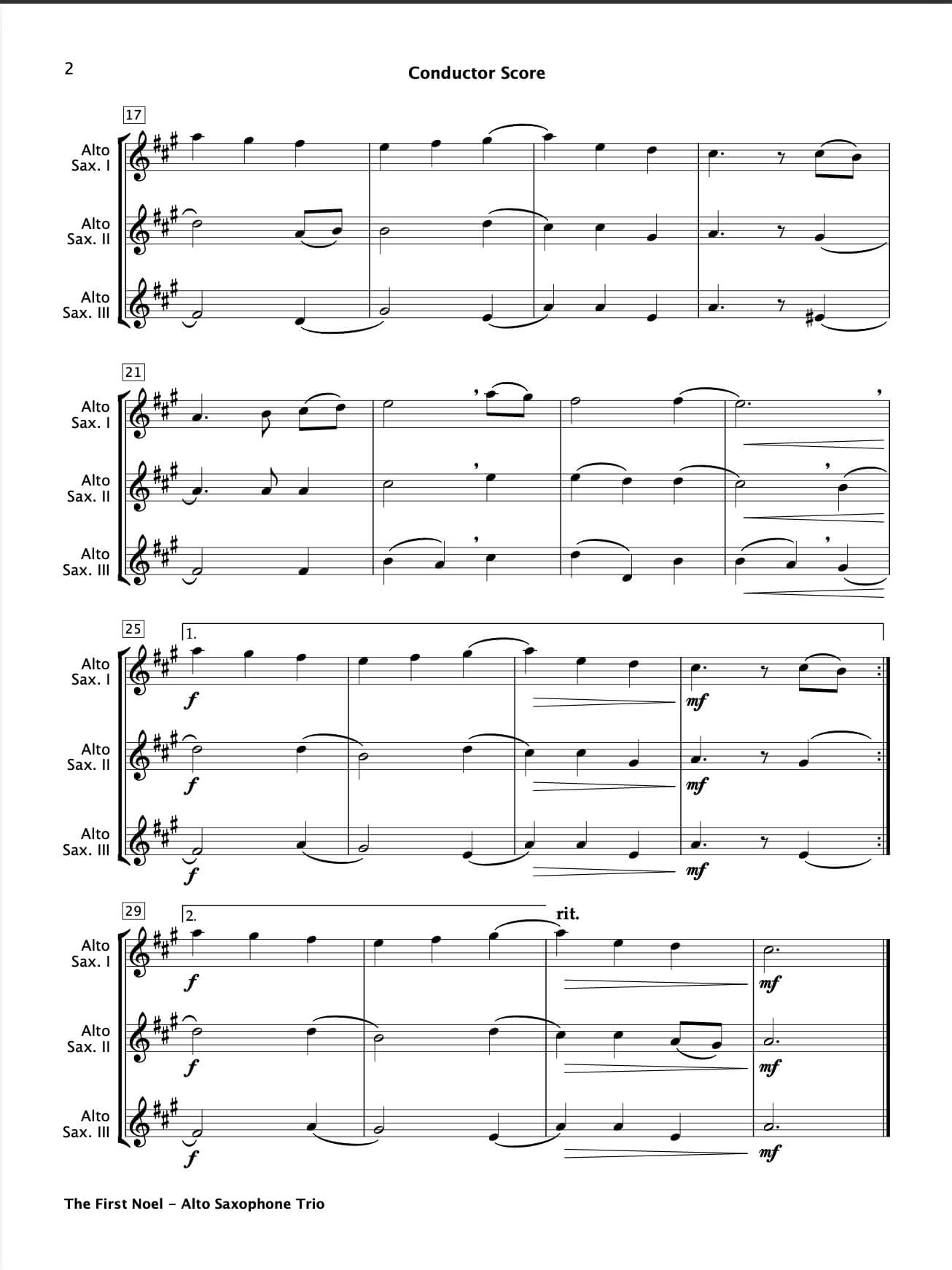 The First Noel (Alto Saxophone Trio)