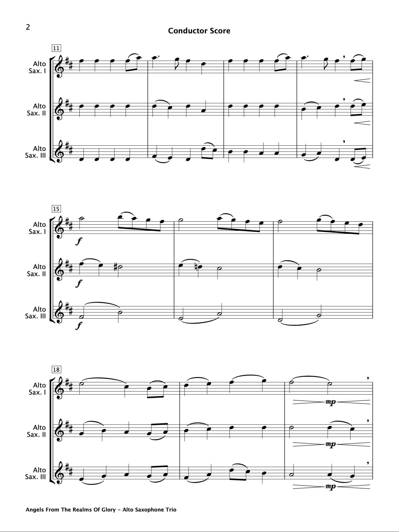 Angels From The Realms Of Glory (Alto Saxophone Trio)