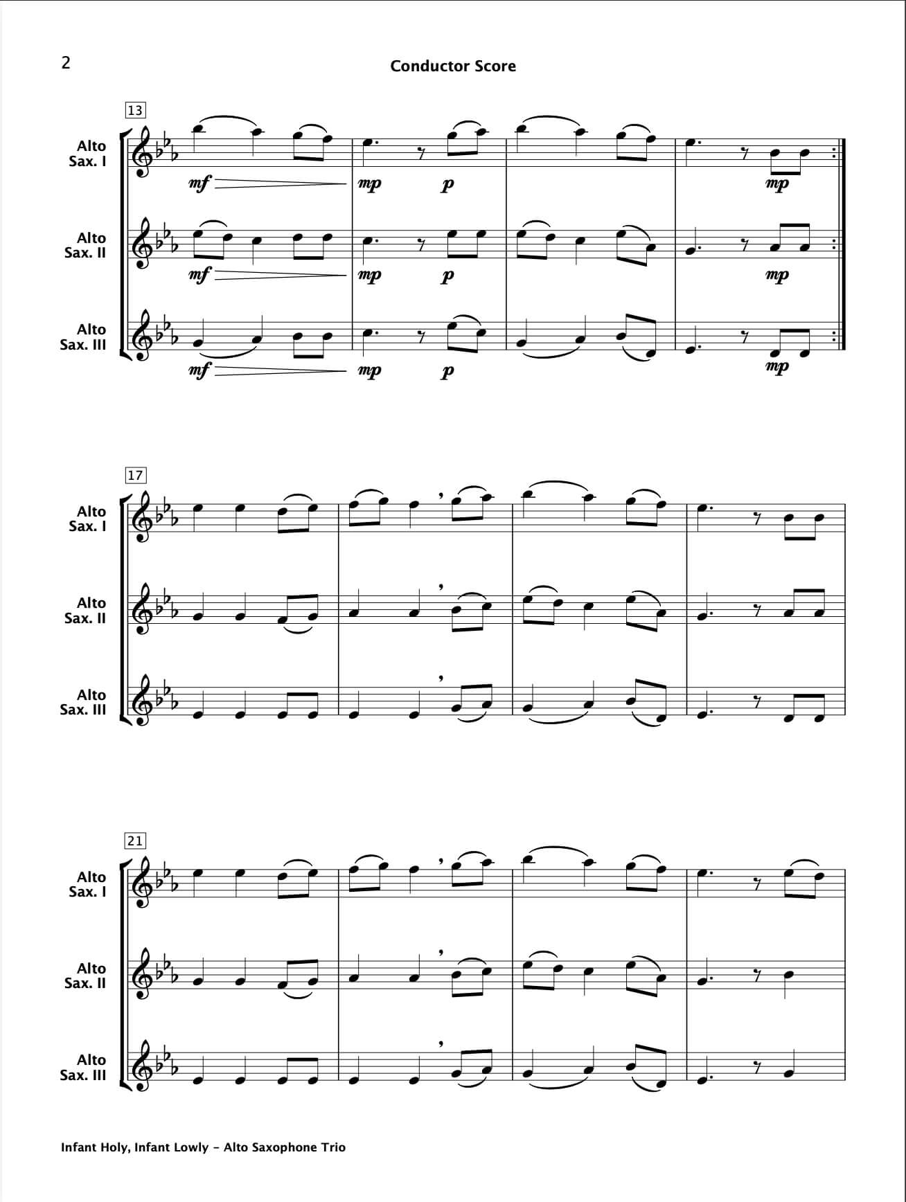 Infant Holy, Infant Lowly (Alto Saxophone Trio)